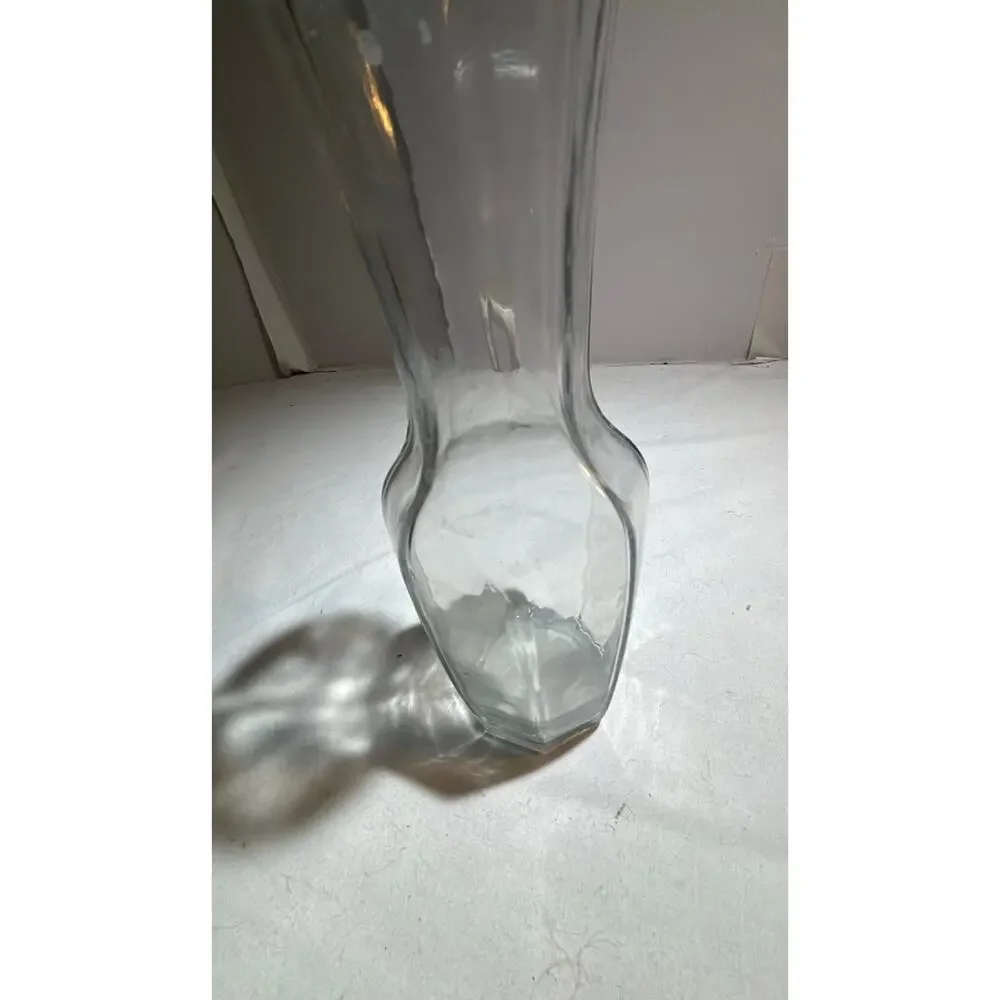 Vintage Clear Glass Vase with Flared Rim